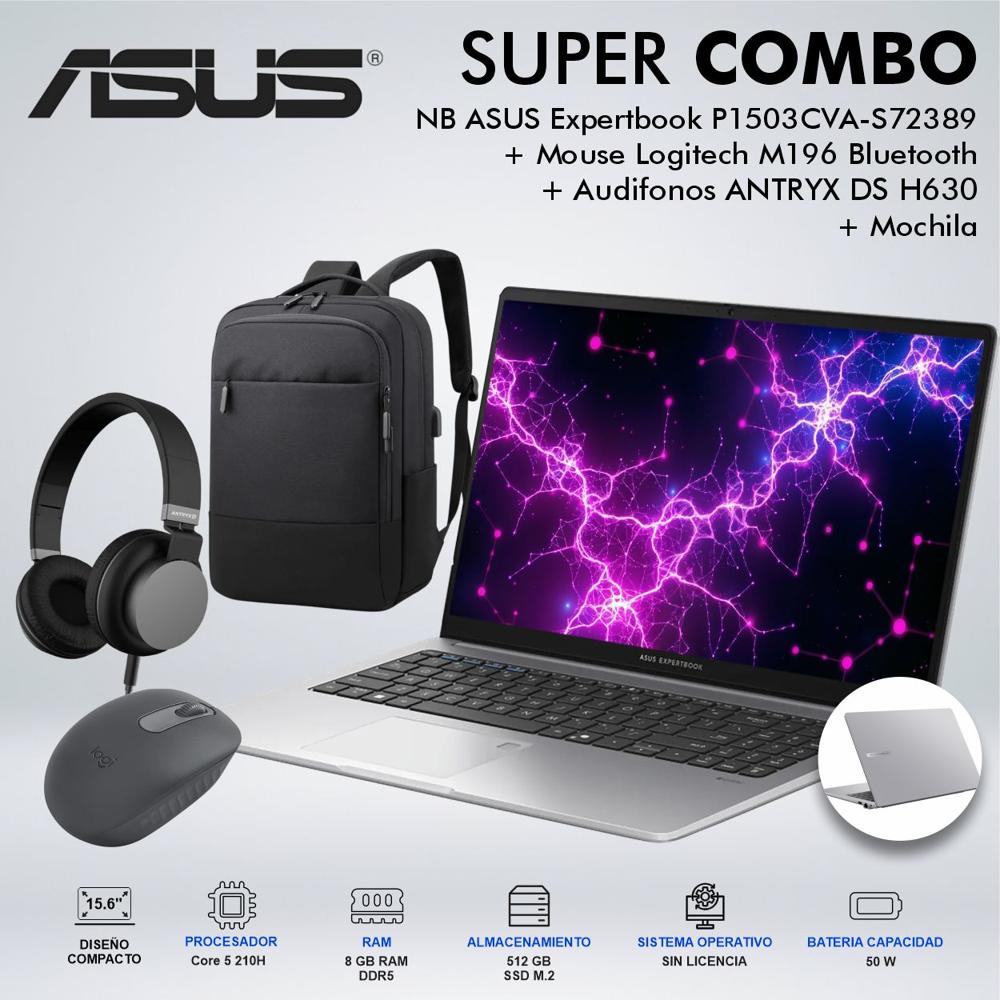 LAPTOP ASUS EXPERTBOOK P1 INTEL CORE 5 210H MEMORIA 8GB DDR5 DISCO 512GB SSD M2