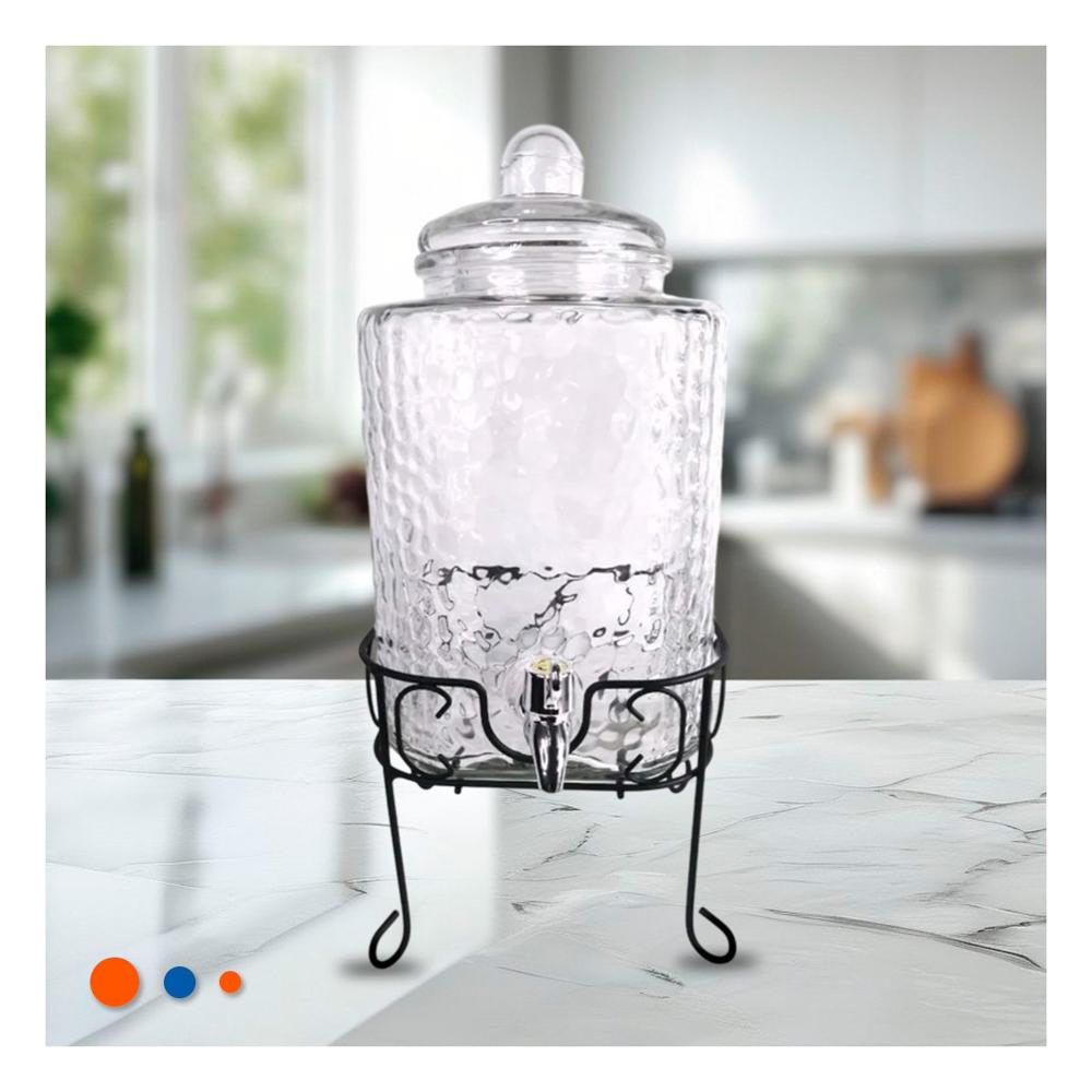 Centro de Bebida Transparente 6L con Base Metalica para Mesa Familiar