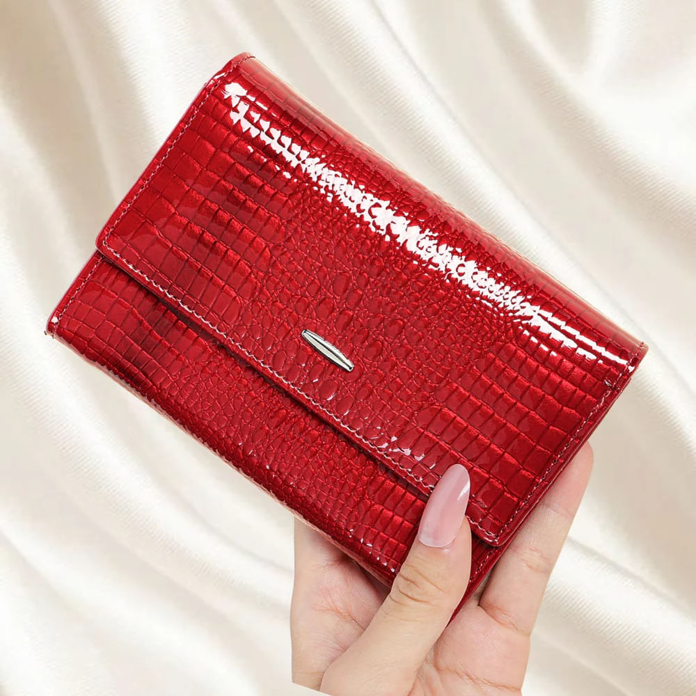 Billetera De Cuero Vacuno para dama 1106 ROJO