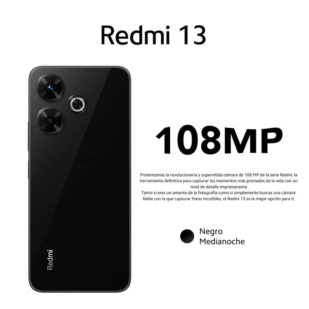 REDMI 13 8GB RAM 256GB CÁMARA 108 MP COLOR NEGRO MEDIANOCHE
