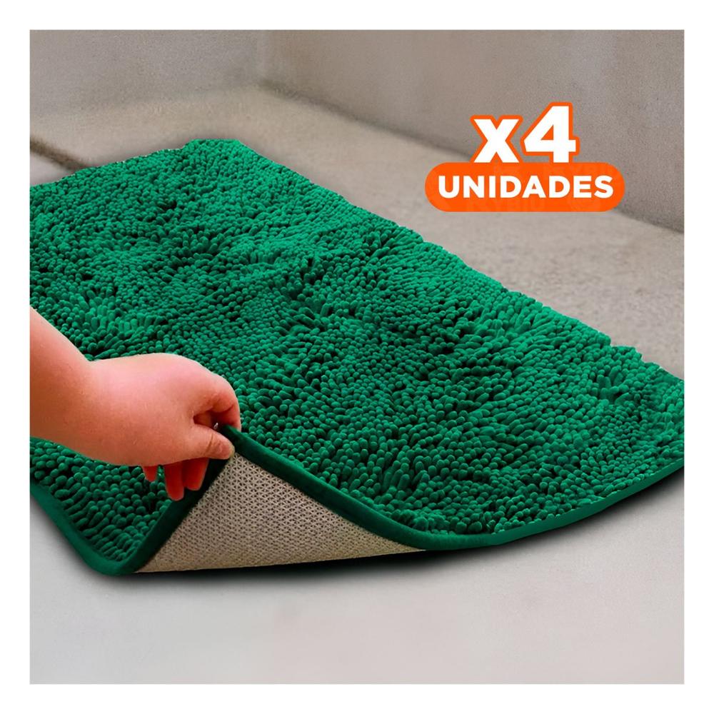 Pack4 Proteccion de Piso Rectangular 40x60cm Microfibra Verde oscuro para Casa Y+Papel Regalo
