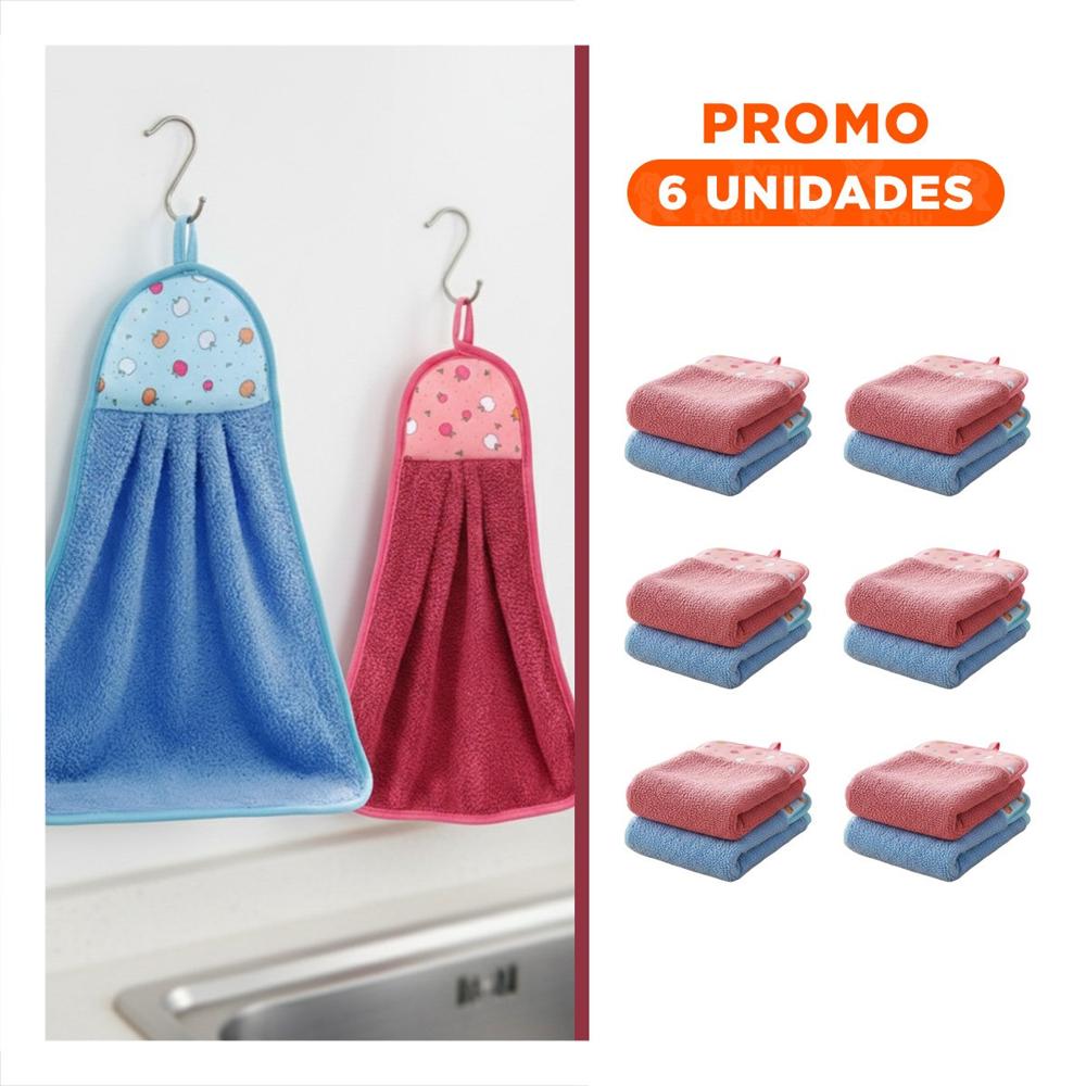 Pack6 Lote Suave 2 Piezas Fucsia y Azul Panos Colgador 28x38cm