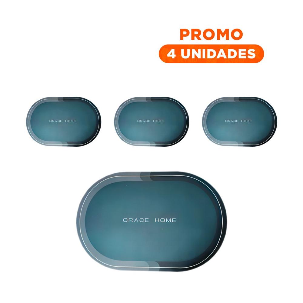 Pack4 Bandejola Decorativa Ovalada Para Hogar Azul Moderna Y Atractiva Y+Regalo Sticker