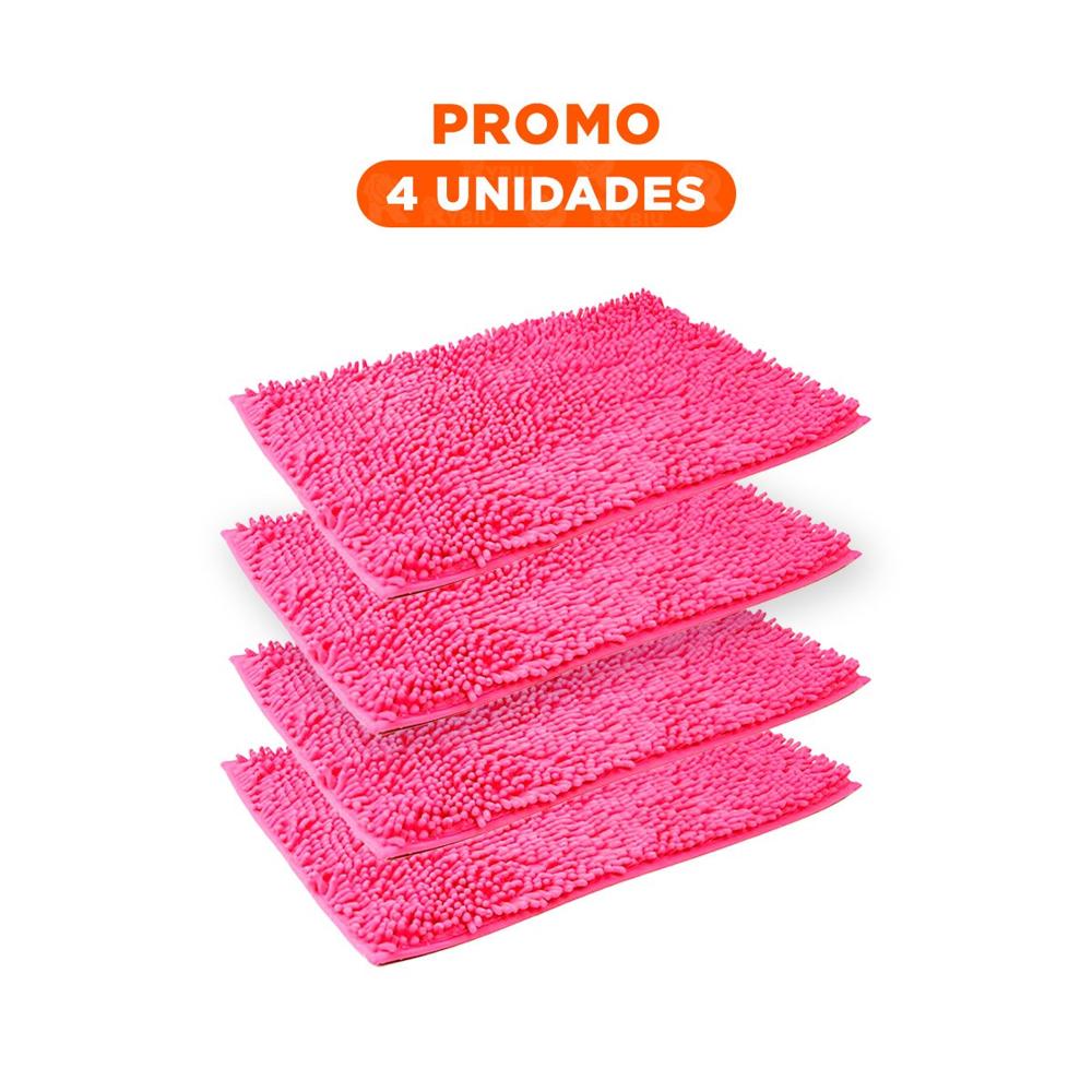 Pack4 Protector de Piso Rectangular Microfibra 40x60cm Fucsia Y+Regalo Sticker