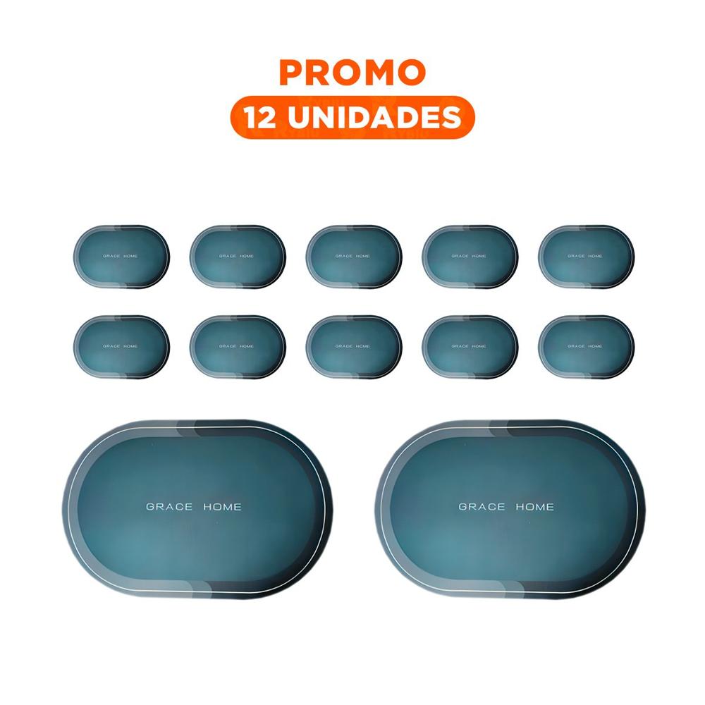 Pack12 Plato Grande Decorativo Ovalado Para Casa Azul Moderna Y Elegante Y+Regalo Sticker