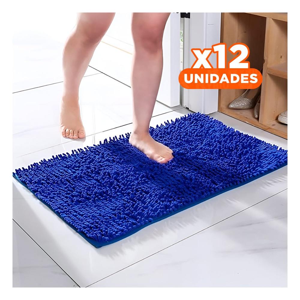 Pack12 Cubrepiso Rectangular de Microfibra 40x60cm Azul para Hogar
