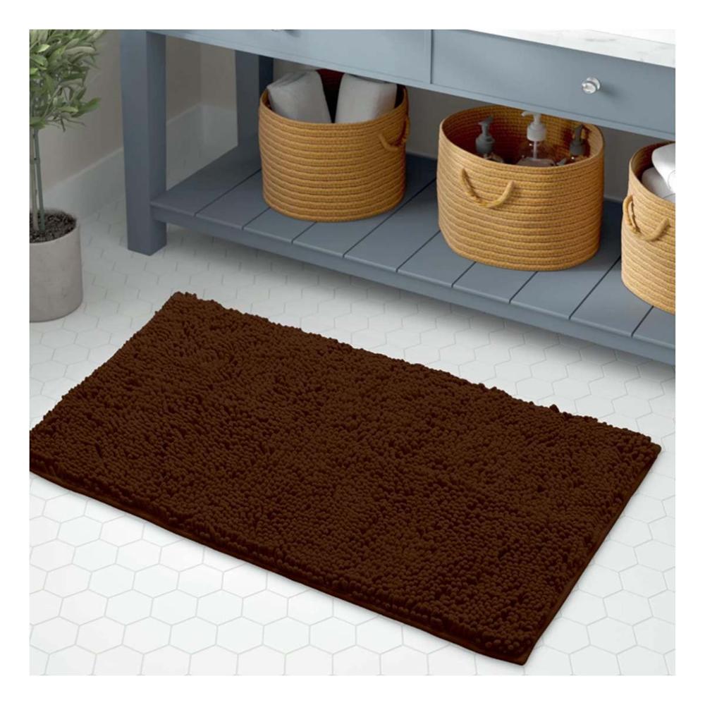 Tapiz Rectangular Suave de Piso Microfibra 40x60cm Marron para Casa Y+Regalo Sticker