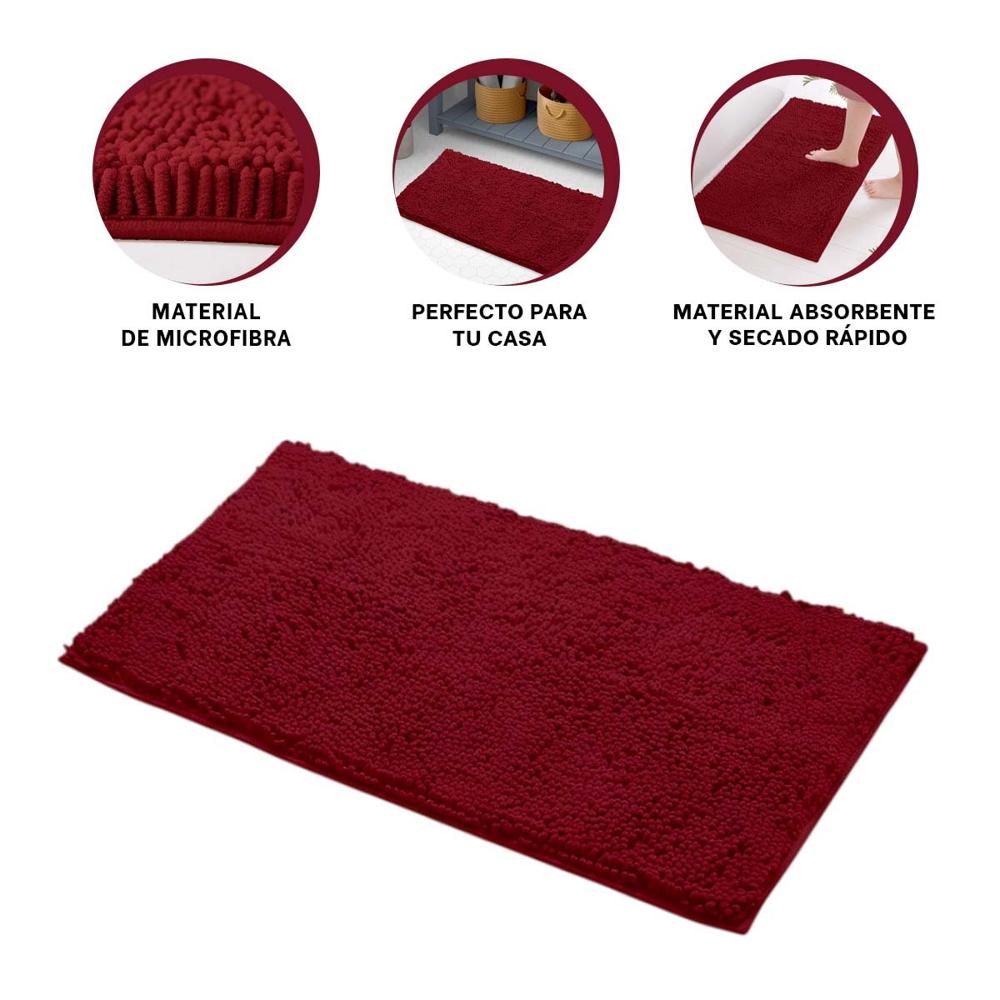 Cubrepiso Rectangular de Microfibra 40x60cm Guinda para Uso Interior Y+Ligas Regalo
