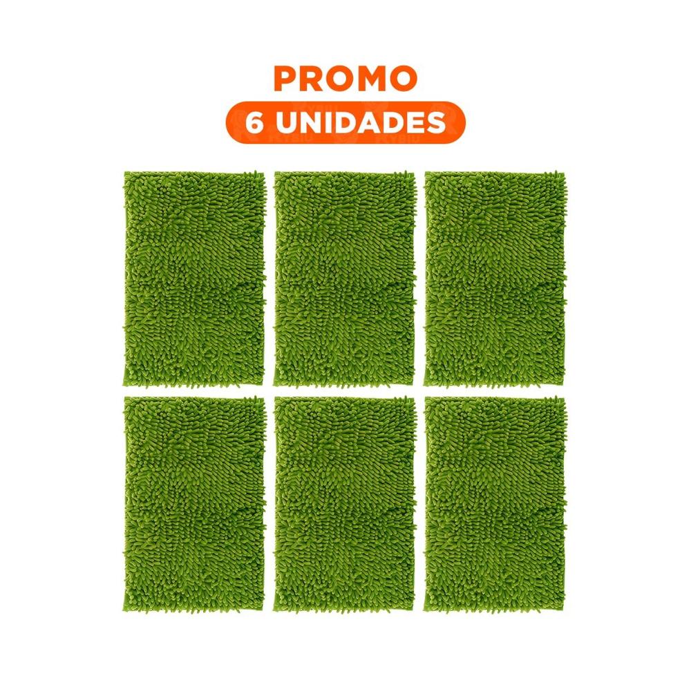 Pack6 Modelo Rectangular de Microfibra para Hogar Verde Limon 40 x 60 cm