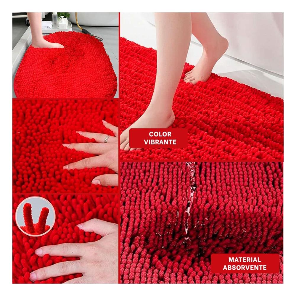 Detalle Textil Ovalado de Microfibra 40x60cm Rojo para Ambientes del Bano