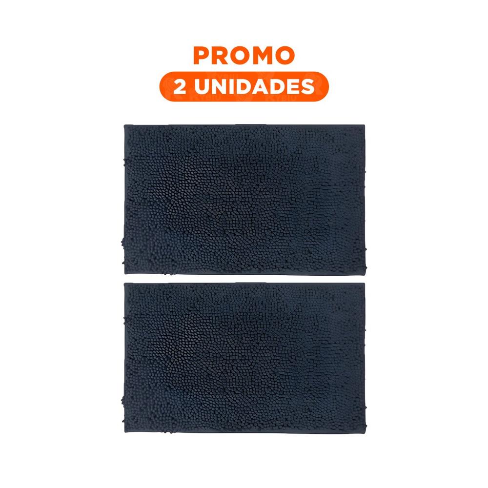 Pack2 Cubrepiso Rectangular Moderno de Microfibra 40x60cm Plomo oscuro para Interior