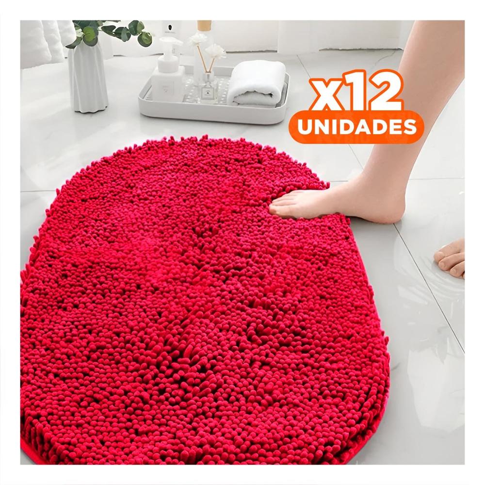 Pack12 Complemento Suave Ovalado de Microfibra 40x60cm Rojo para Piso Y+Papel Regalo