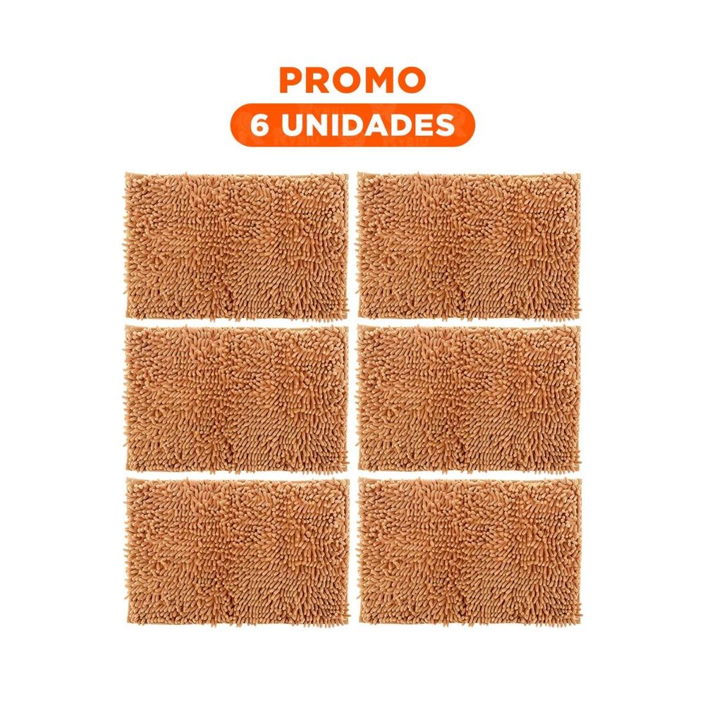 Pack6 Alfombra Rectangular Liviana de Microfibra 40x60cm Mostaza