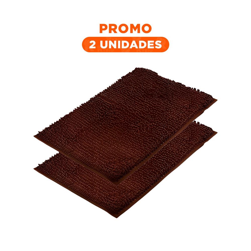 Pack2 Tapete Rectangular de Piso Suave Microfibra 40x60cm Marron para Casa