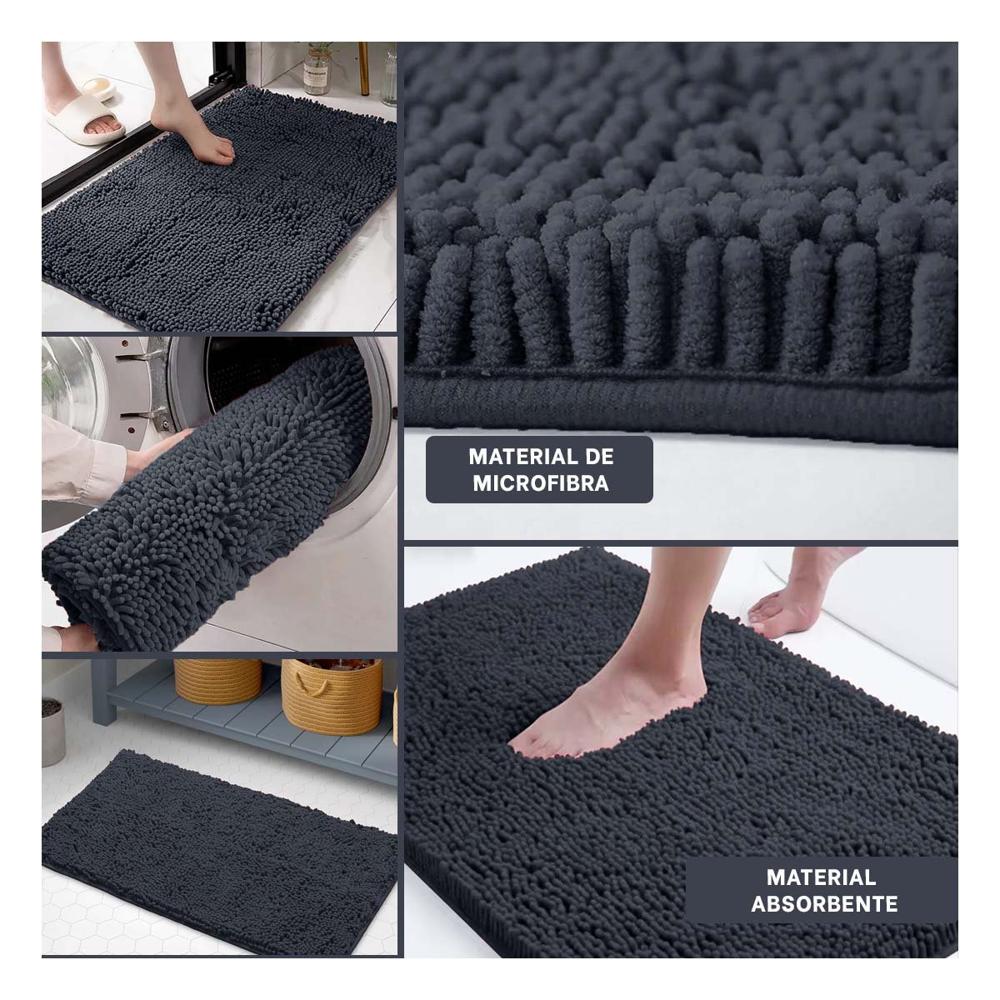 Tapete Rectangular Suave de Microfibra 40x60cm Plomo oscuro para Hogar