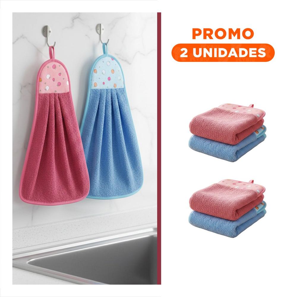 Pack2 Juego Suave 2 Piezas Fucsia y Azul Panos Colgador 28x38cm Pack2 Juego Suave 2 Piezas Fucsia y Azul Panos Colgador 28x38cm
