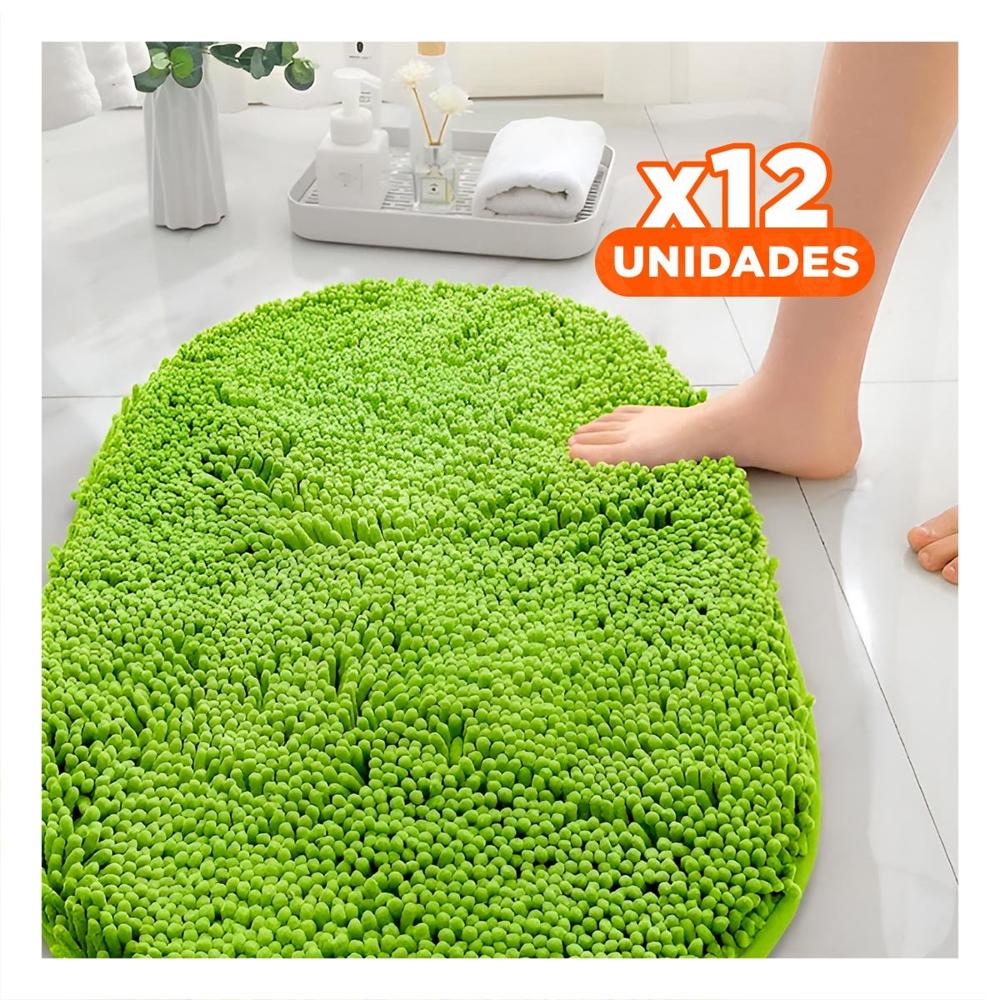 Pack12 Proteccion Ovalada de Piso 40x60cm Microfibra Verde limon Y+Papel Regalo