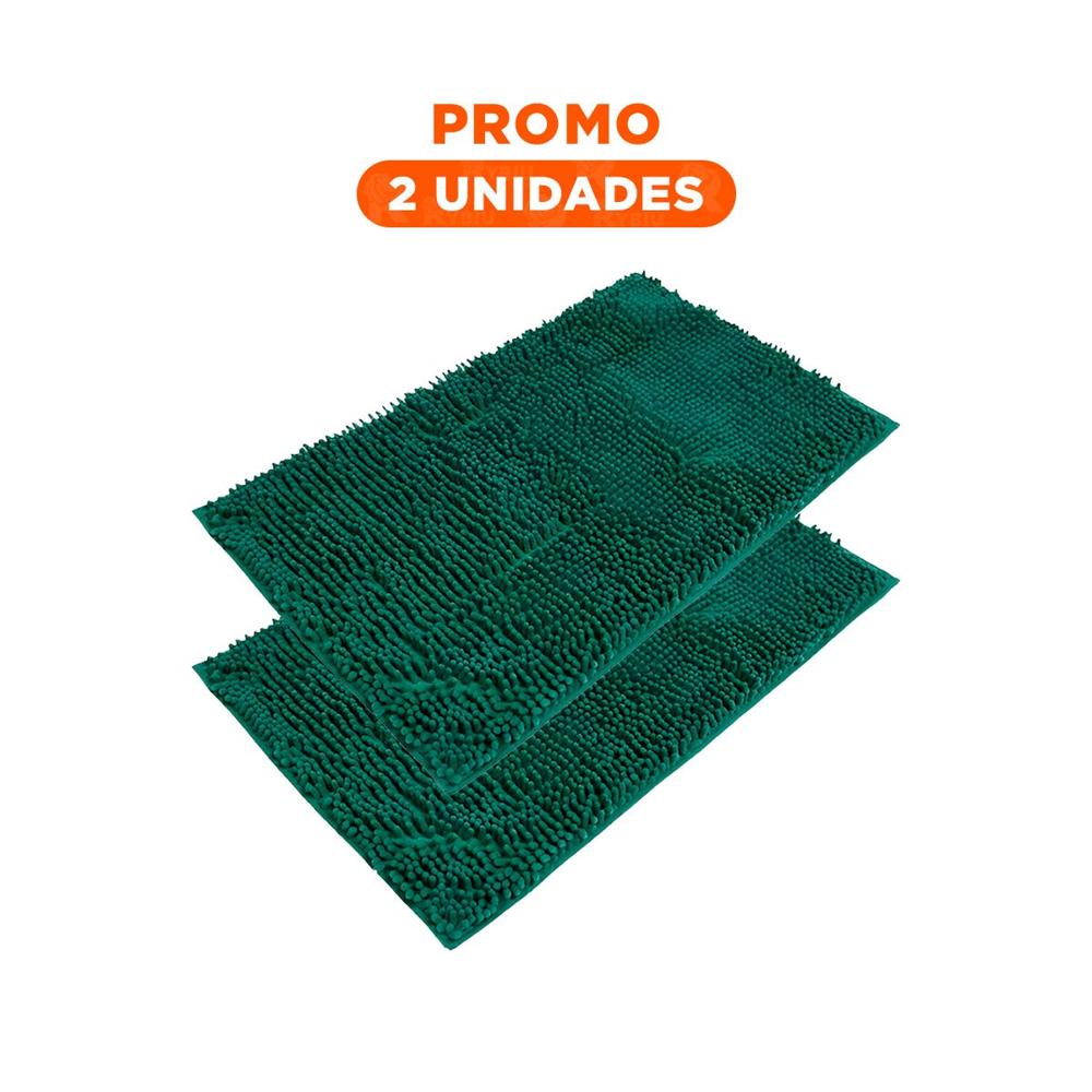Pack2 Tapete Rectangular Decorativo Microfibra 40x60cm Verde oscuro para Hogar
