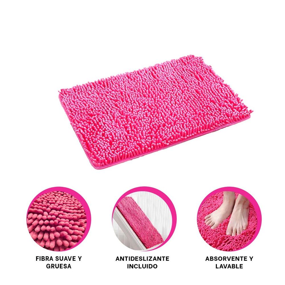 Alfombra de Piso Rectangular de Microfibra 40x60cm Fucsia Suave Y+Ligas Regalo