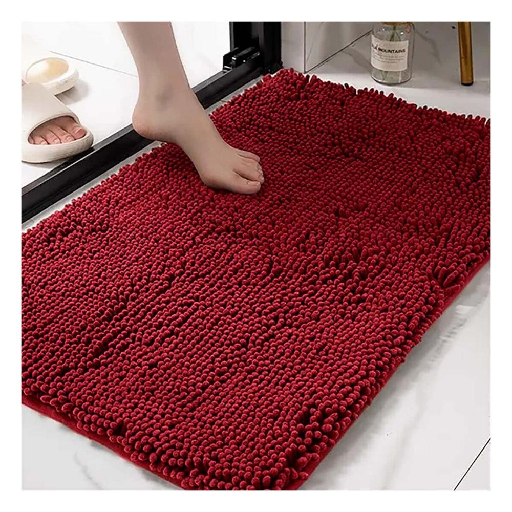 Alfombra Rectangular de Microfibra 40x60cm Guinda para Piso del Hogar Y+Papel Regalo