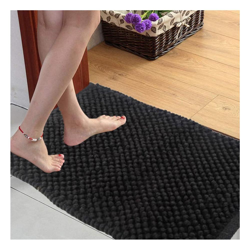 Alfombra Rectangular Moderna de Microfibra 40x60cm Negro Y+Papel Regalo