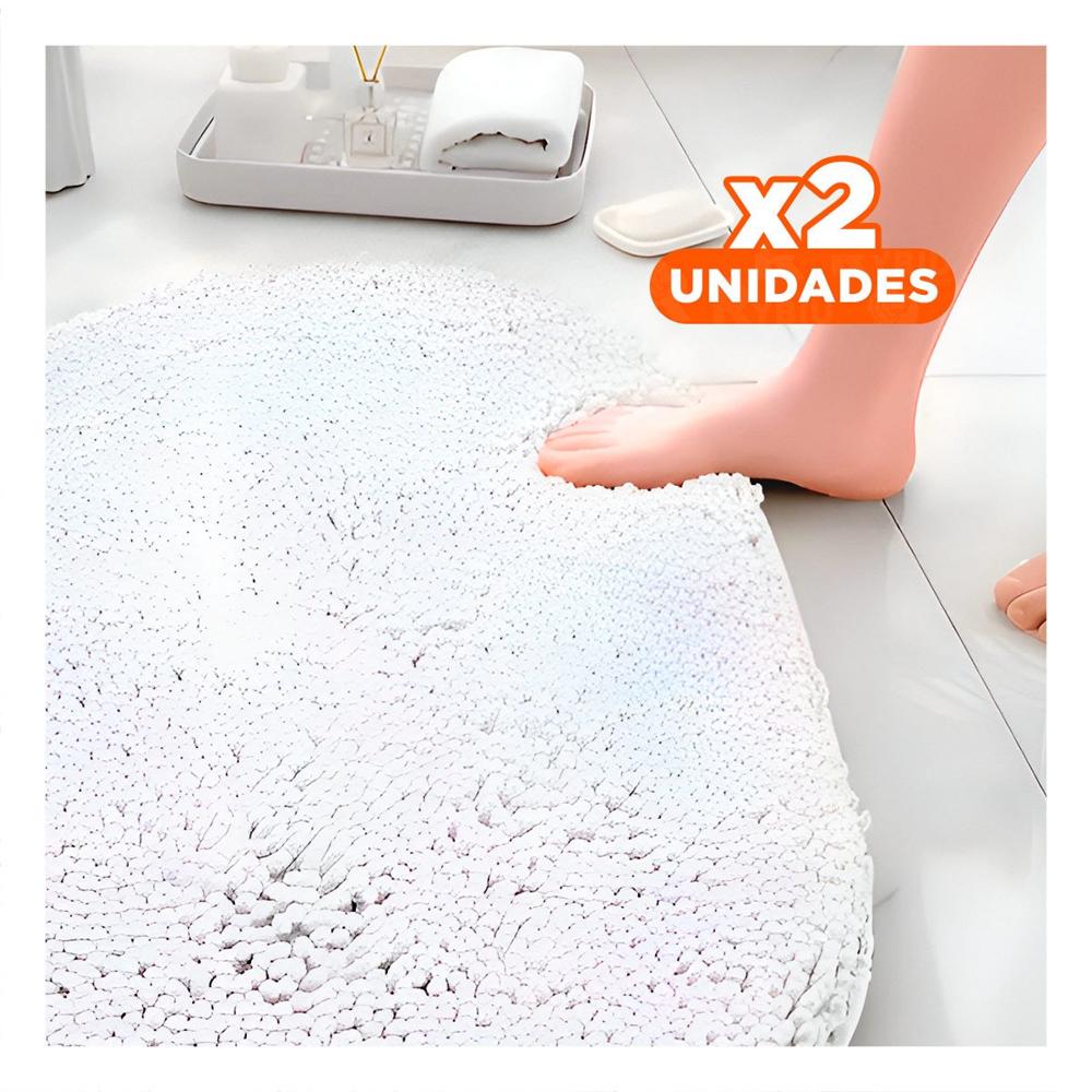 Pack2 Detalle de Piso Ovalado de Microfibra 40x60cm Crema para Ambientes Y+Papel Regalo