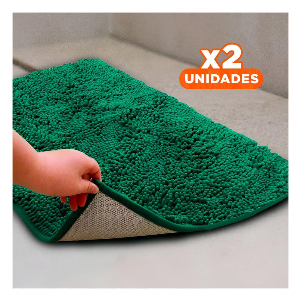 Pack2 Tapiz Rectangular de Piso Microfibra 40x60cm Verde oscuro para Interior Y+Regalo Sticker