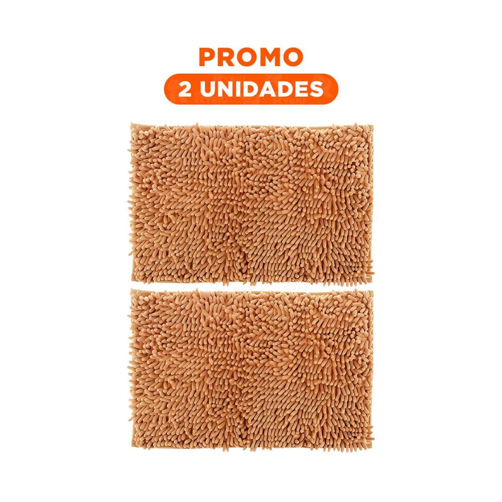 Pack2 Tapete Rectangular Moderno de Microfibra 40x60cm Mostaza para Casa