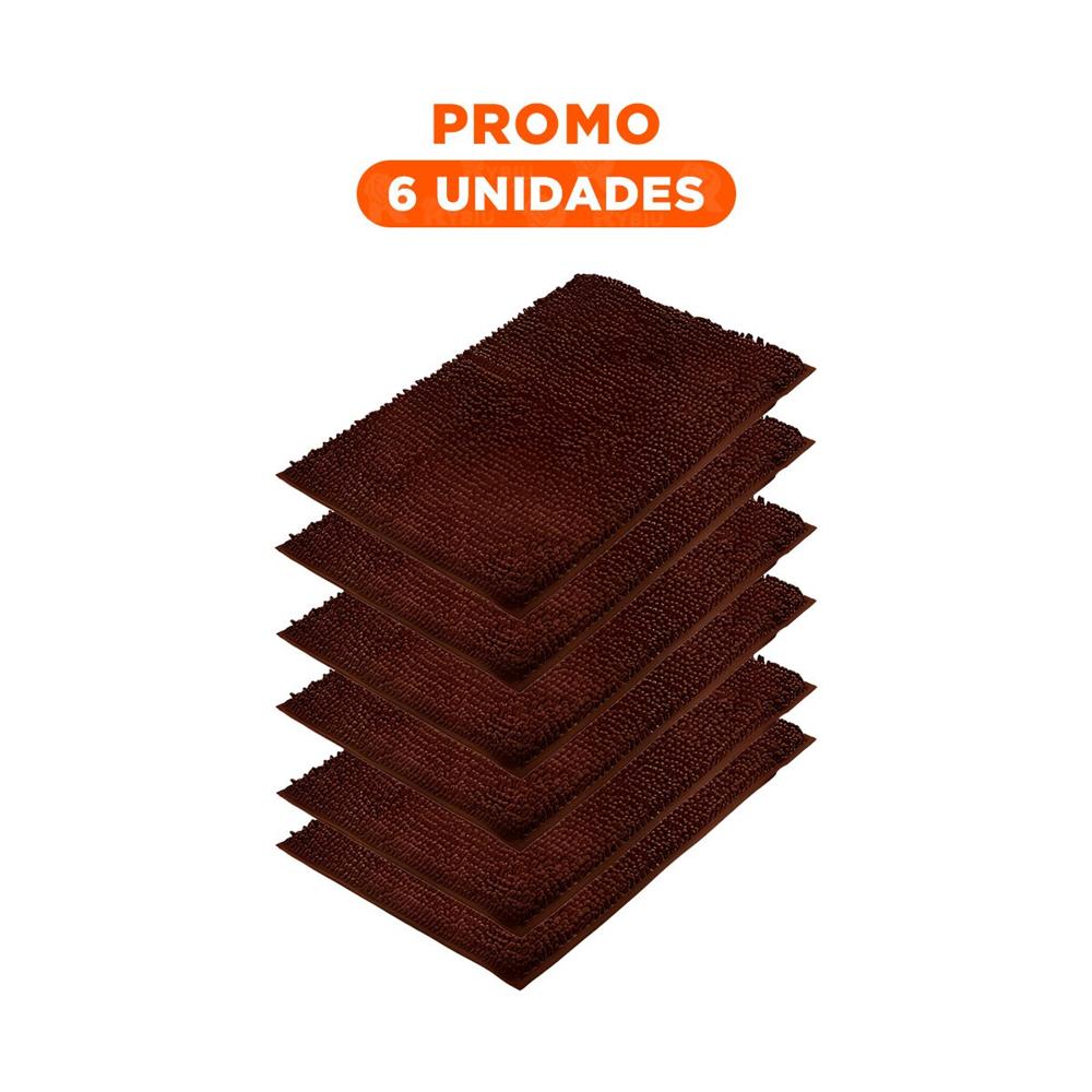 Pack6 Alfombra Rectangular para Casa de Microfibra 40x60cm Marron
