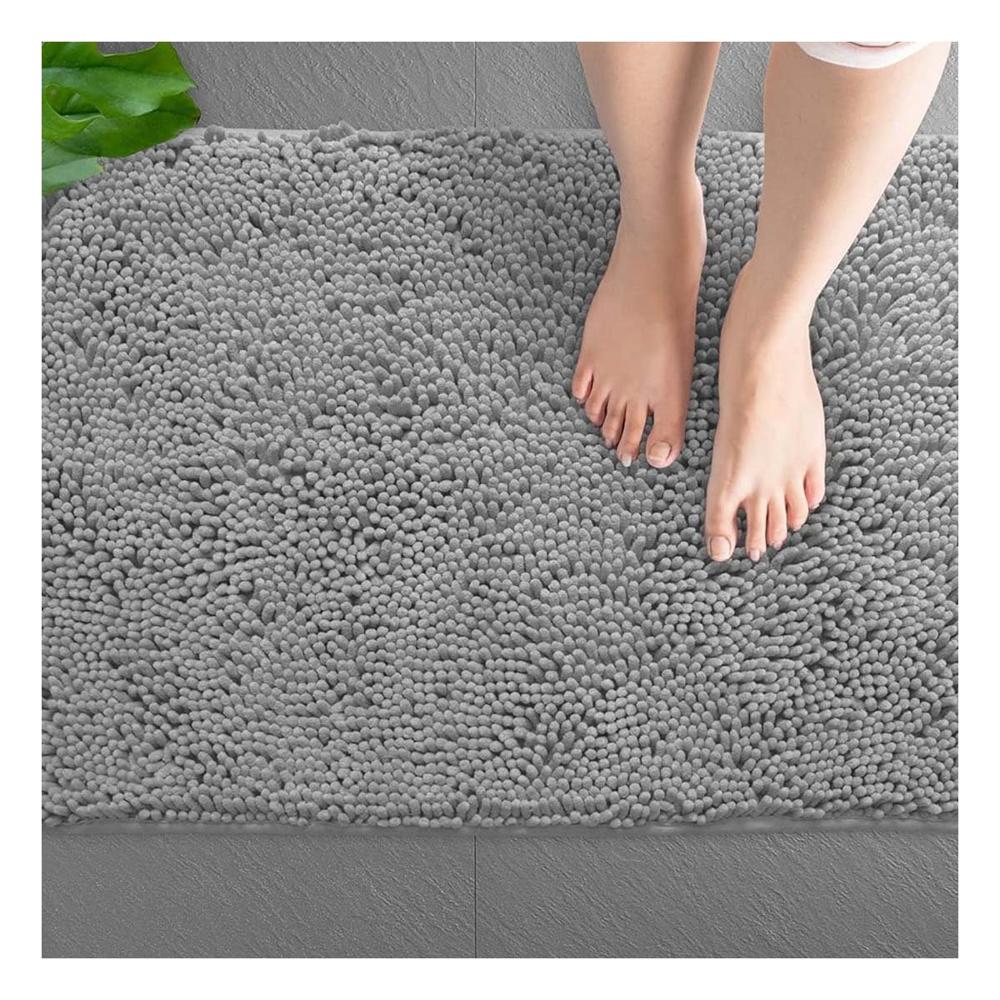 Alfombra Rectangular de Microfibra Absorbente 40x60cm Plomo Claro Uso Diario Y+Regalo Sticker