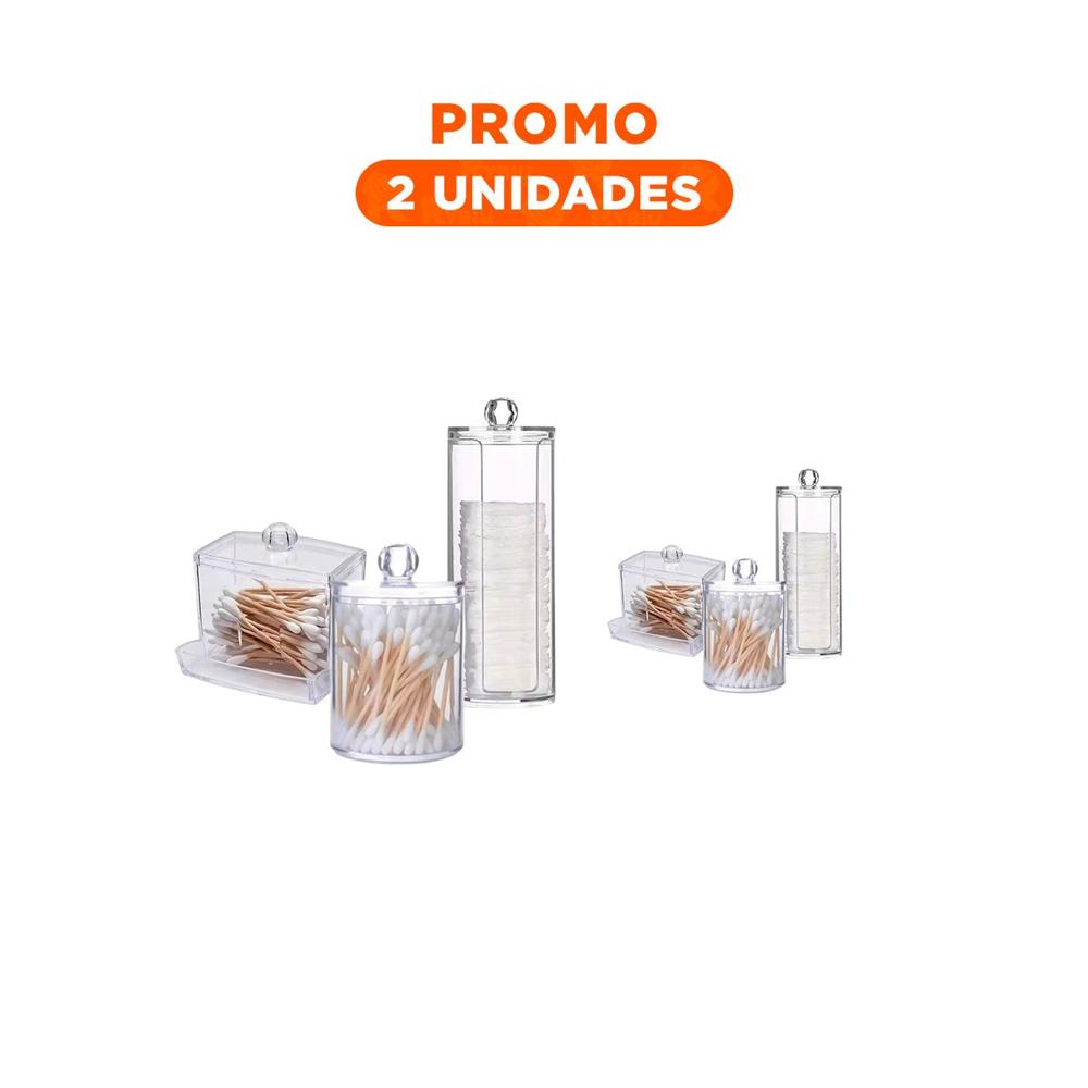 Pack2 Sistema de Almacenamiento de Acrilico Transparente para Hisopos y Algodon