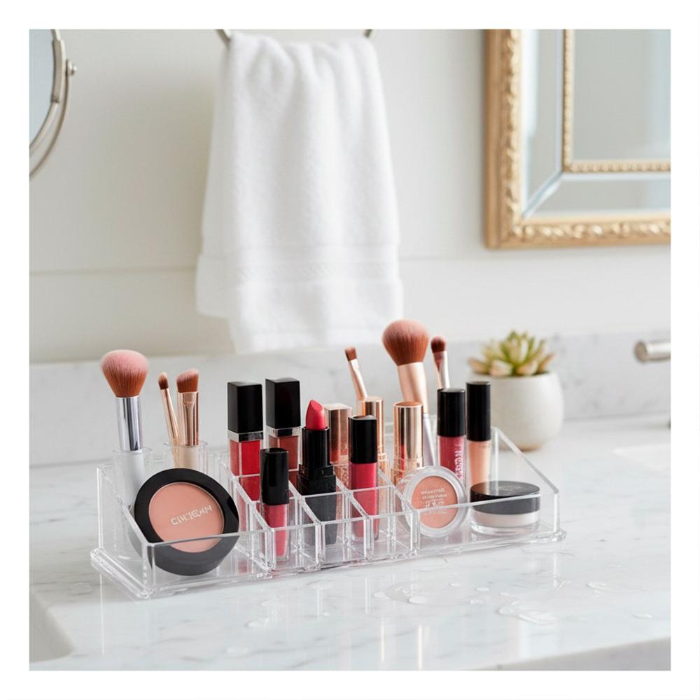 Organizador de Acrilico 11 Divisiones Transparente para Cosméticos Y+Regalo Sticker