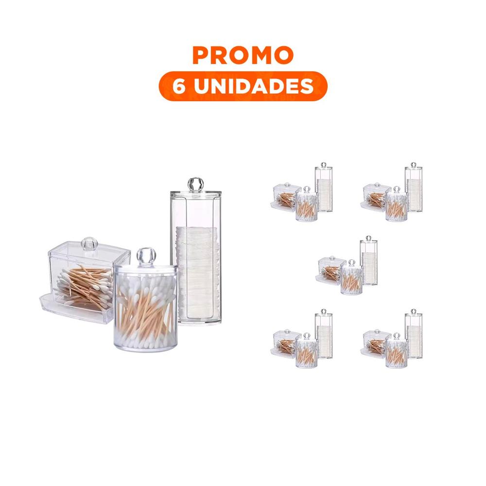 Pack6 Caja de Almacenaje de Acrilico Transparente para Hisopos y Algodon