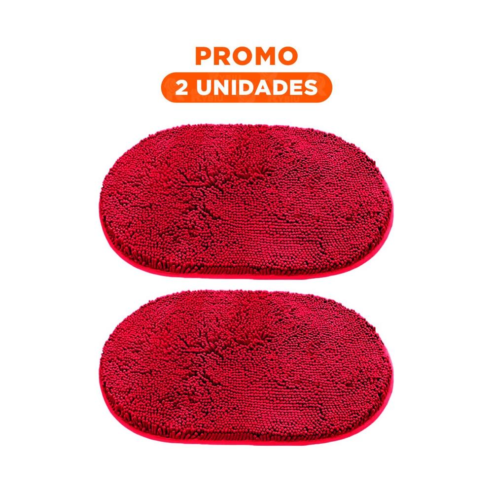 Pack2 Textil Decorativo Ovalado de Microfibra 40x60cm Rojo para Espacios del Hogar