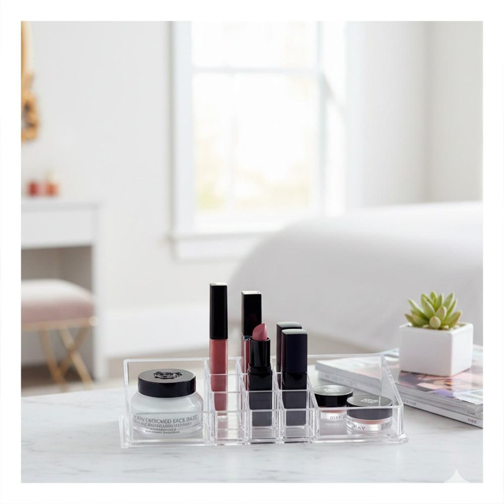 Contenedor de Acrilico 11 Divisiones Transparente para Maquillaje Y+Papel Regalo