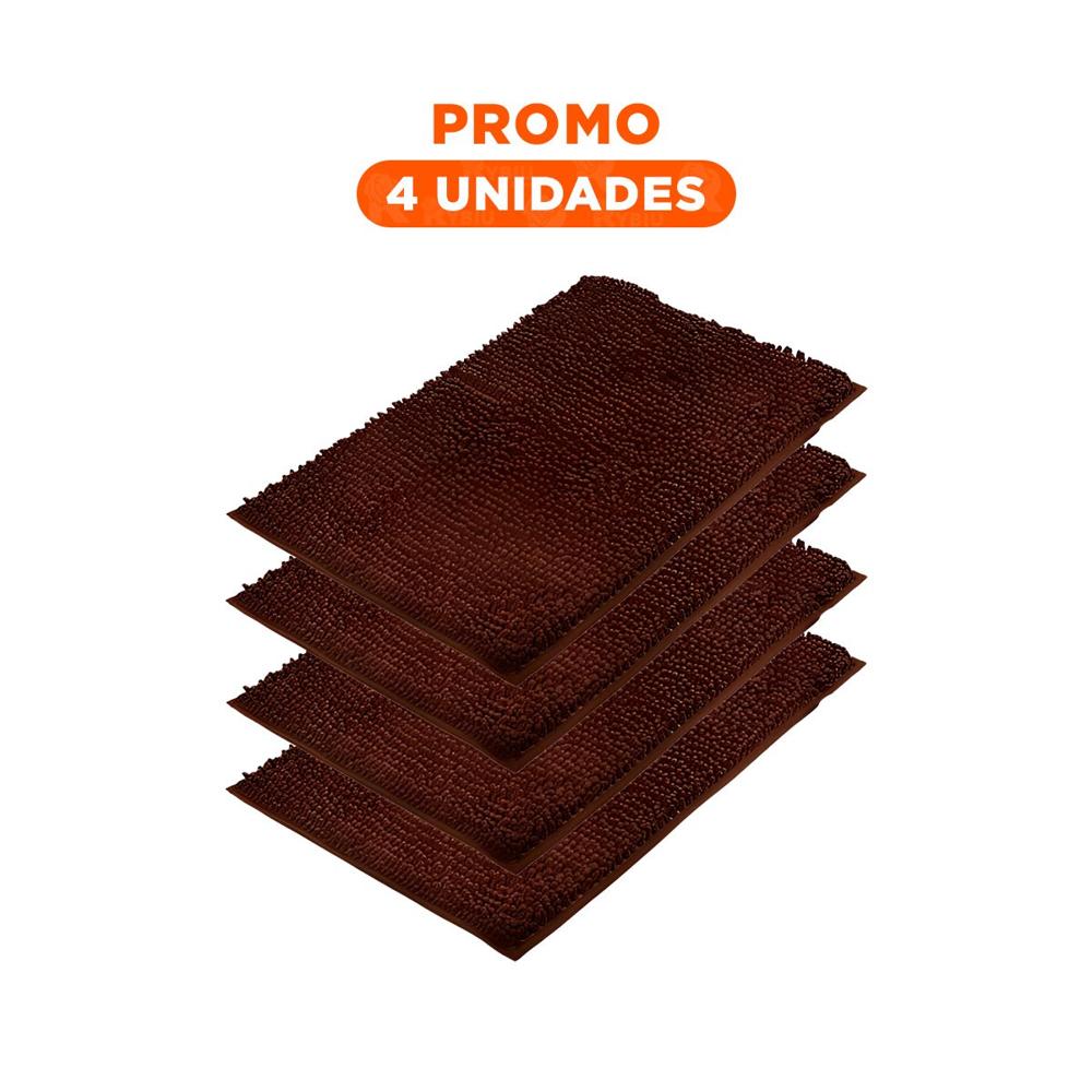 Pack4 Tapete Rectangular para Hogar de Microfibra 40x60cm Marron Y+Regalo Sticker