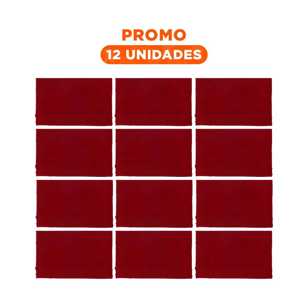 Pack12 Tapiz Rectangular de Piso Microfibra 40x60cm Guinda para Hogar Y+Regalo Sticker