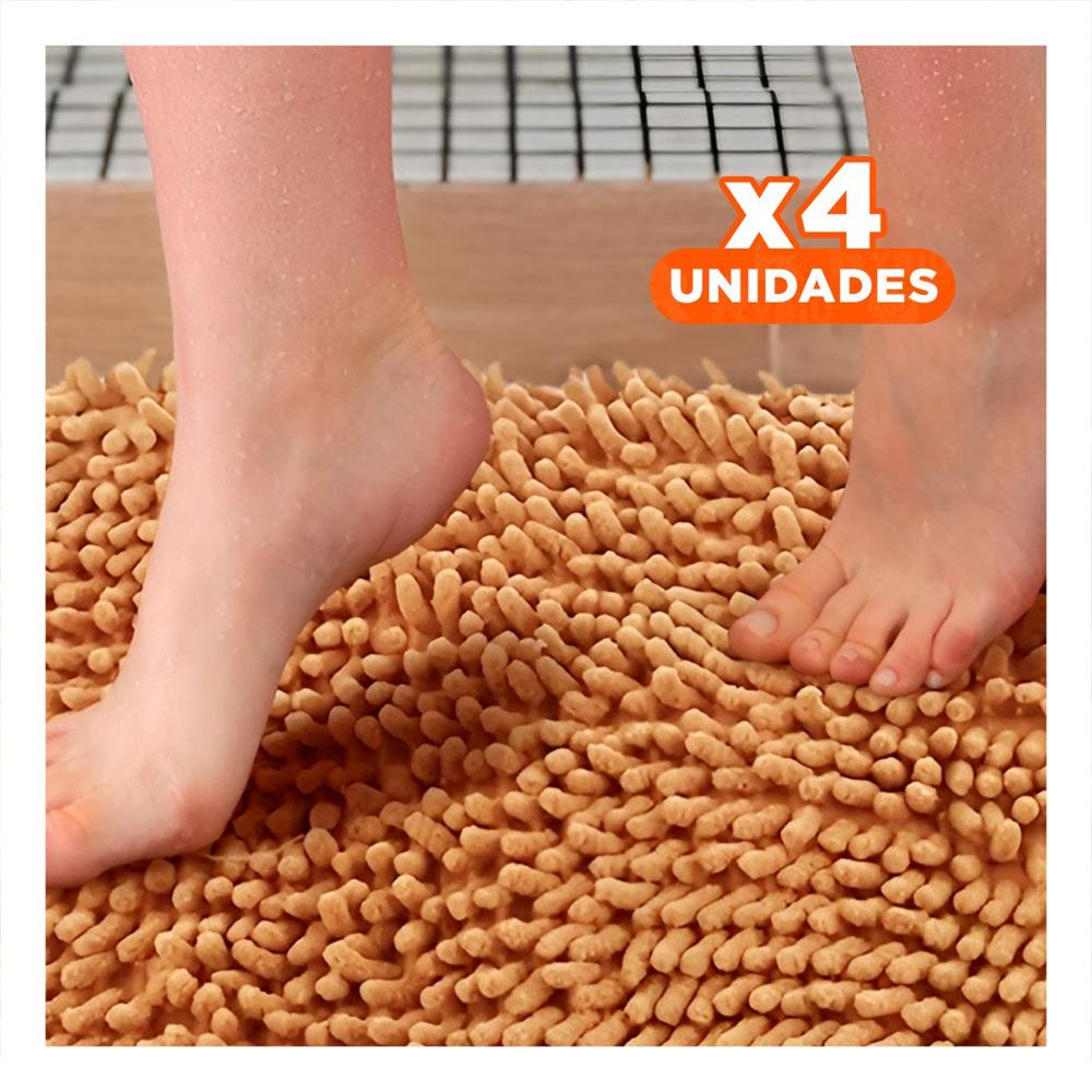 Pack4 Cubrepiso Rectangular Moderno de Microfibra 40x60cm Mostaza