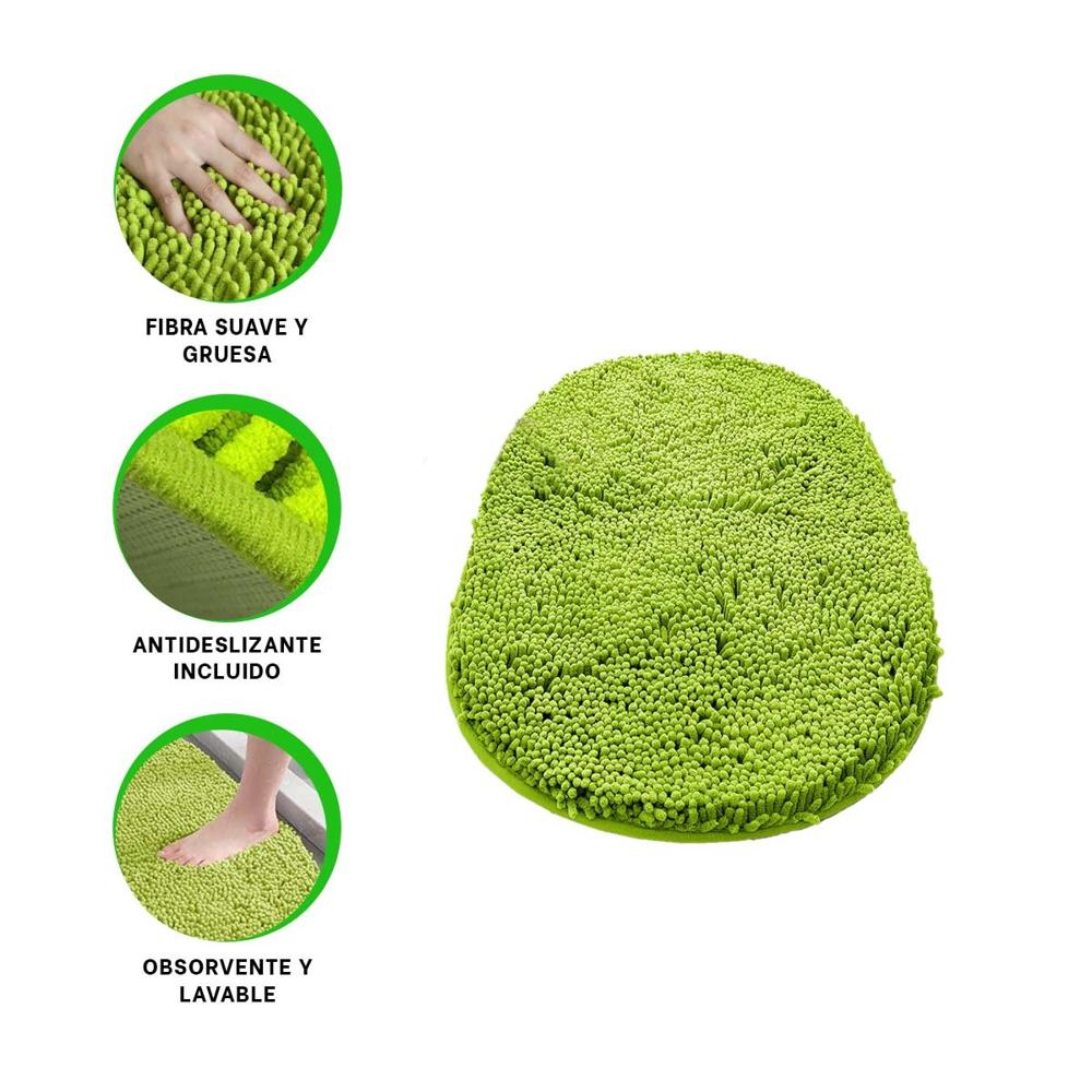 Alfombra de Piso Ovalada de Microfibra 40x60cm Verde limon Suave Y+Ligas Regalo