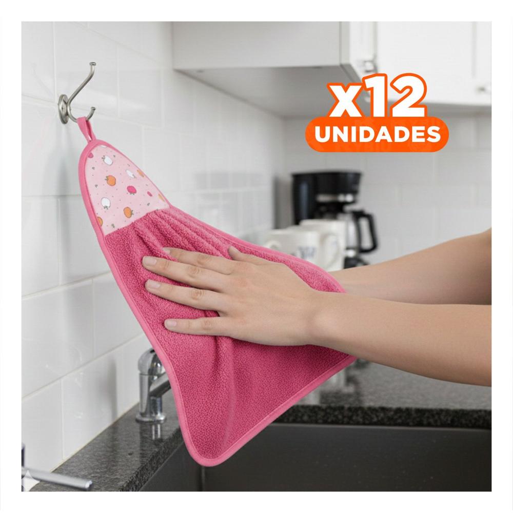 Pack12 Kit Toallas de Mano 2 Piezas Fucsia y Azul Colgador Colorido 28x38cm Y+Papel Regalo