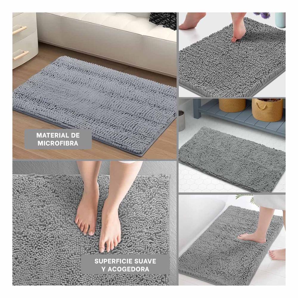 Alfombra Rectangular de Microfibra 40x60cm Color Plomo Claro para Hogar Moderno