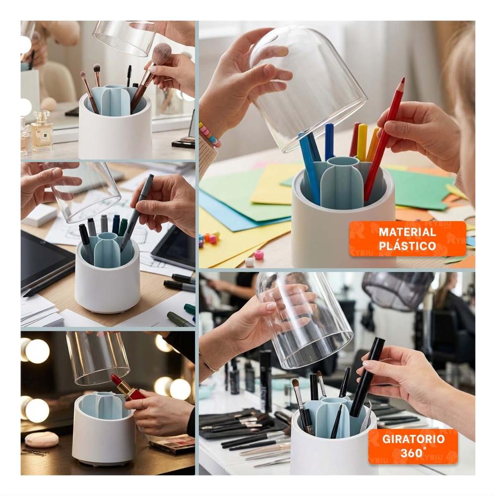 Organizador Giratorio Celeste para Cosmeticos y Accesorios de Belleza