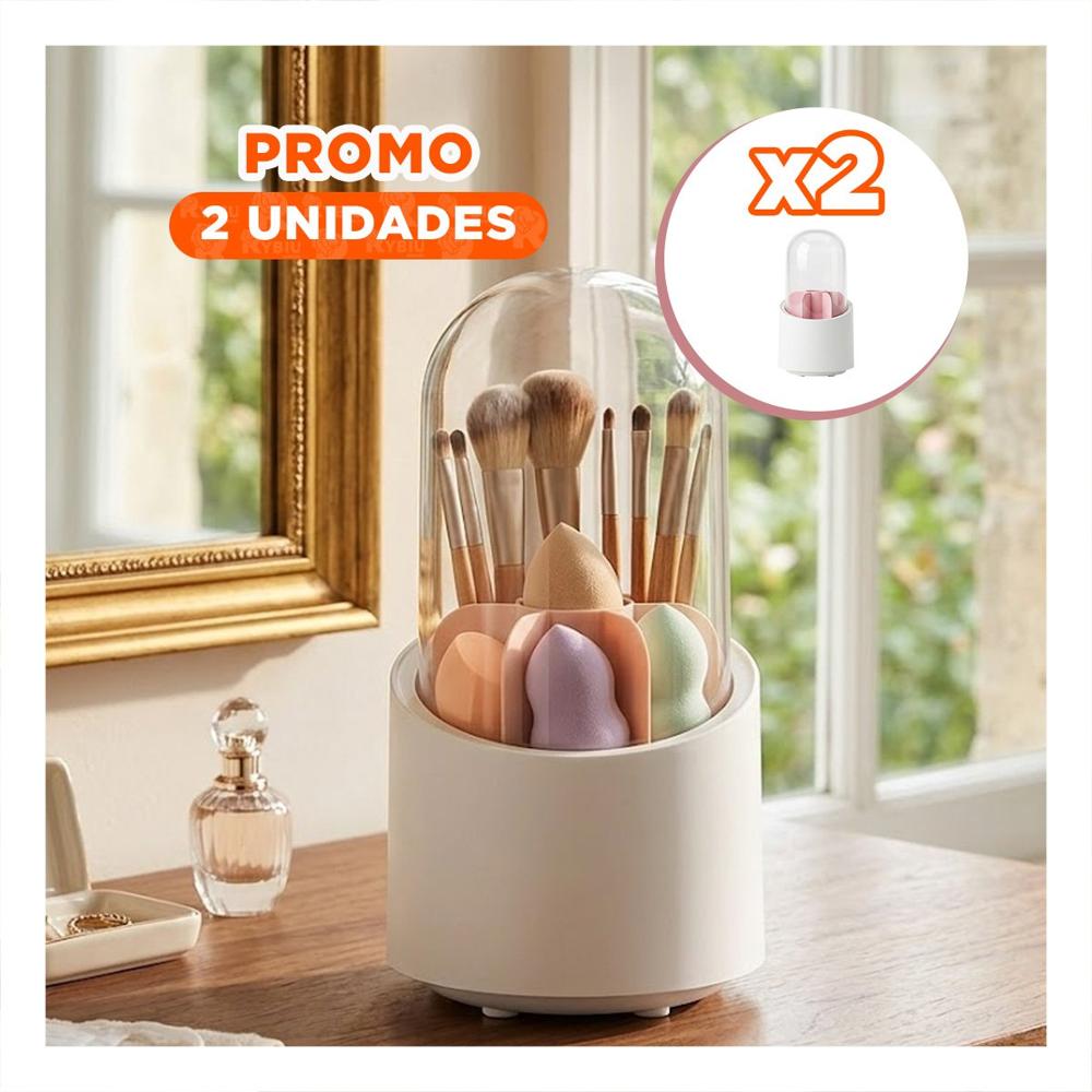 Pack2 Soporte Giratorio Rosado para Organizar Cosmeticos de Belleza Y+Papel Regalo