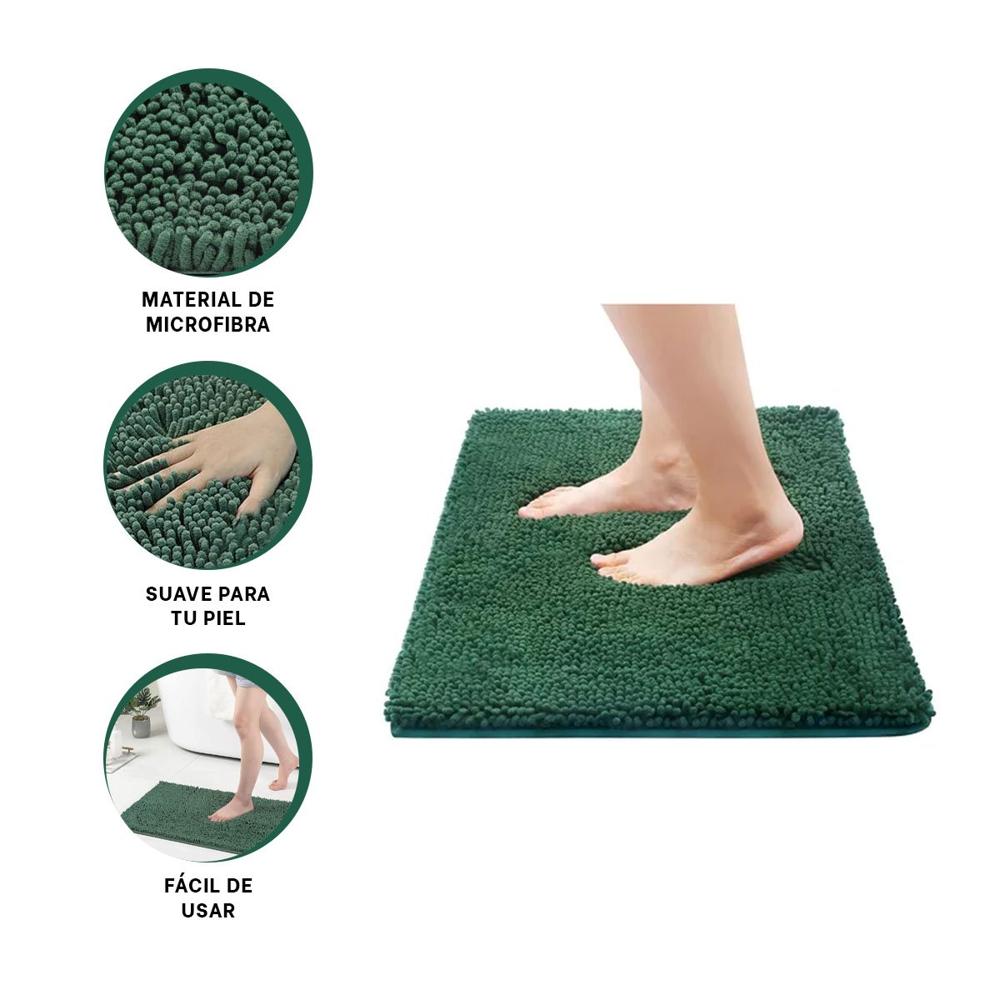 Alfombra de Piso Rectangular de Microfibra 40x60cm Verde oscuro para Interior Y+Ligas Regalo