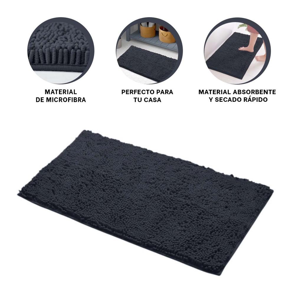 Tapete Rectangular Clasico de Microfibra 40x60cm Plomo oscuro para Interior Y+Ligas Regalo