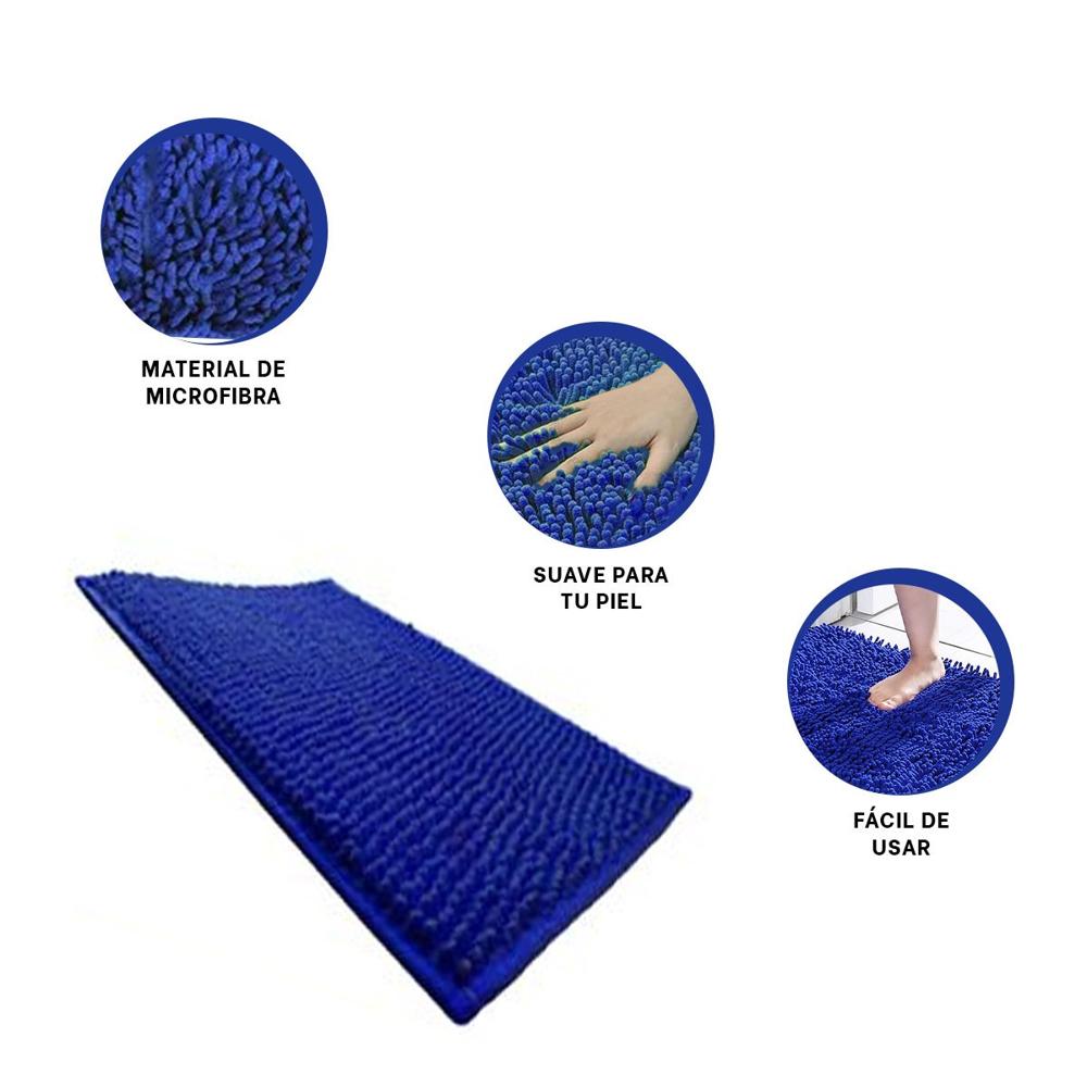 Tapete Rectangular Decorativo de Microfibra 40x60cm Azul para Hogar Y+Ligas Regalo