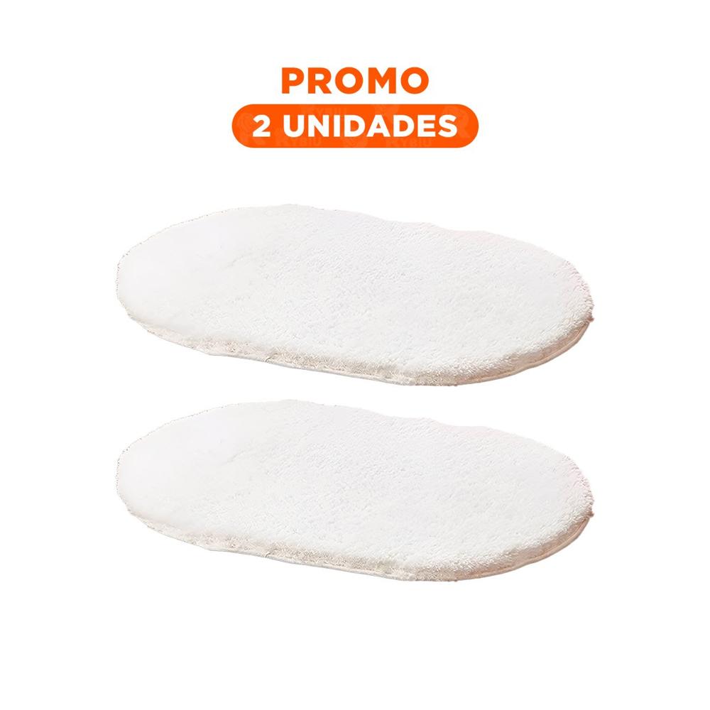 Pack2 Elemento de Piso Ovalado de Microfibra 40x60cm Crema para Decoracion