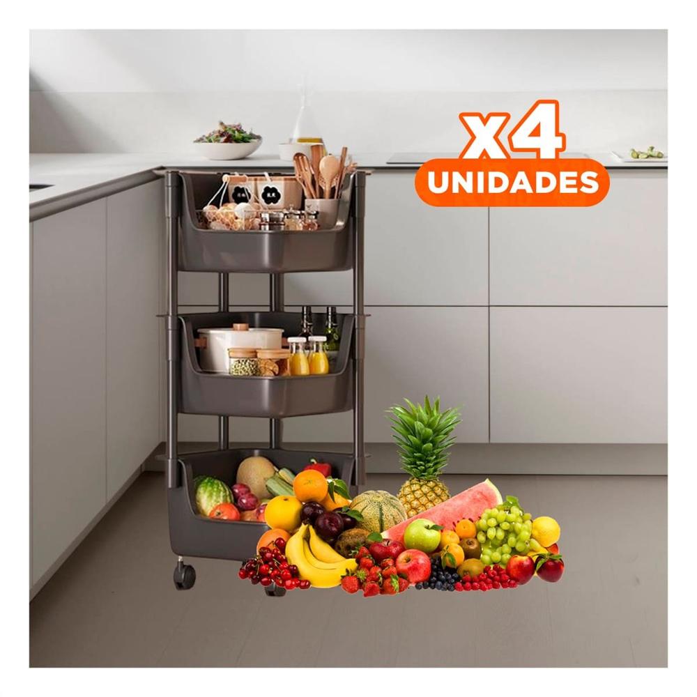 Pack4 Organizador Esquinero De 4 Niveles con Ruedas Blanco Uso Versatil Y+Papel Regalo