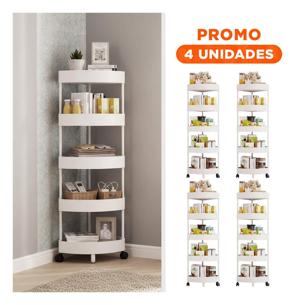 Pack4 Porta Objetos Modular 5 Niveles Con Ruedas Blanco Para Mantener Ordenado Y+Regalo Sticker