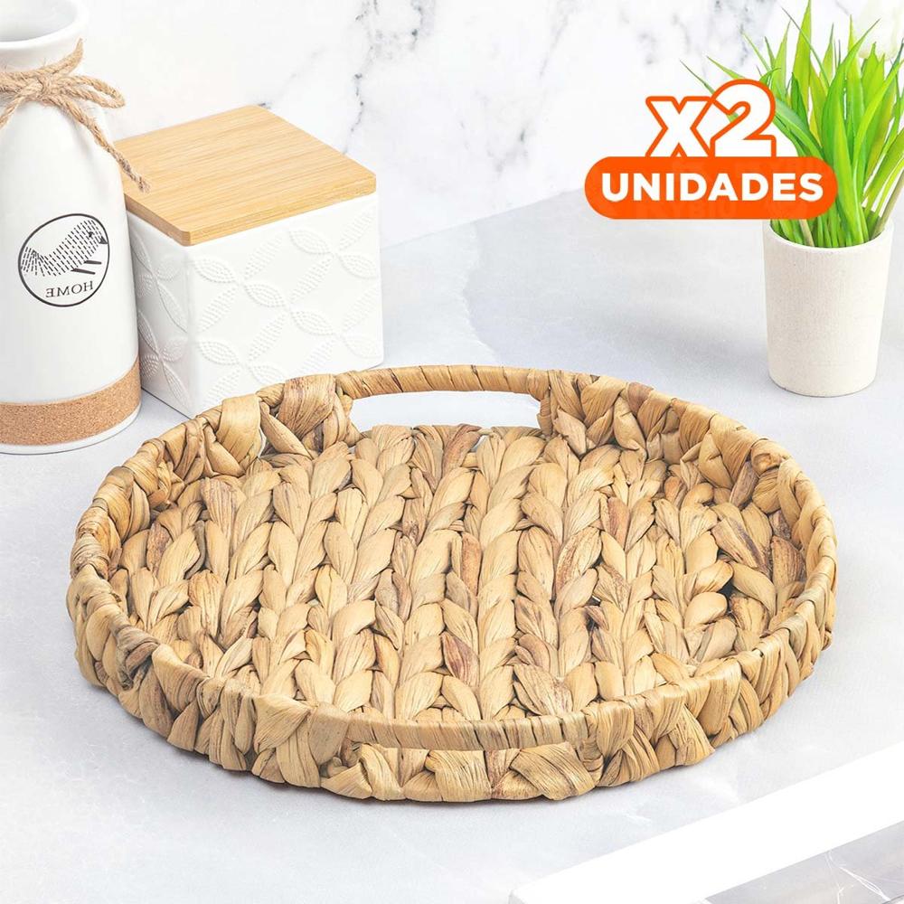 Pack2 Cesta elegante Grass 31x4cm Mostaza para guardar objetos en sala y hogar Y+Papel Regalo